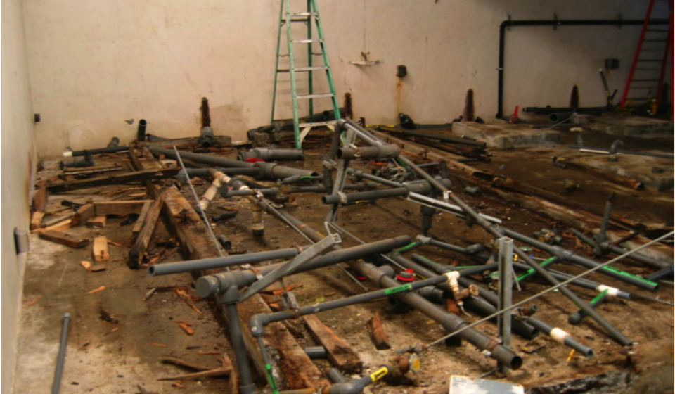 The renovation process in the wet lab, 2011.