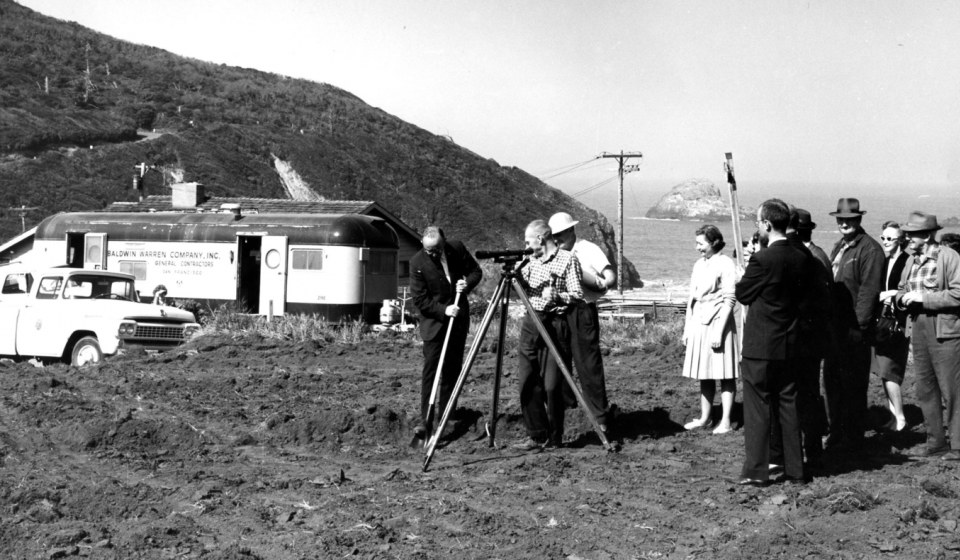 Surveying site for the future marine lab, 1965