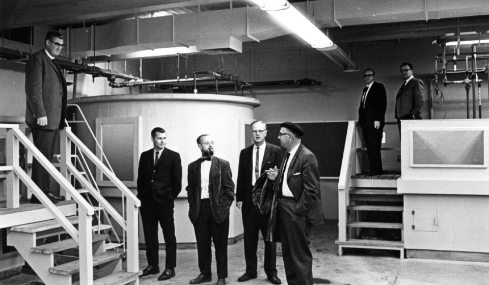 Hanging out in the new wet lab, 1960s. Dr. James Gast (center). Photos: Humboldt.